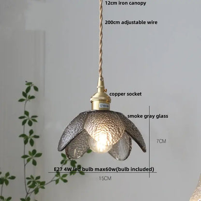 Modern petal clear glass led pendant lamp dining room brass hardware