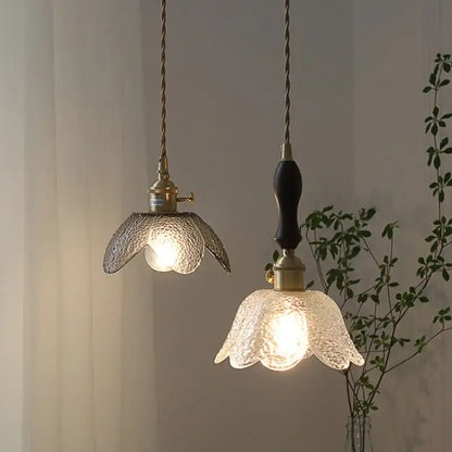 Modern petal clear glass led pendant lamp dining room brass hardware
