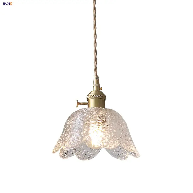 Modern petal clear glass led pendant lamp dining room brass hardware