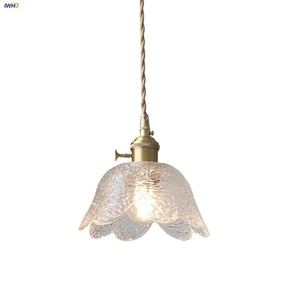 Modern petal clear glass led pendant lamp dining room brass hardware