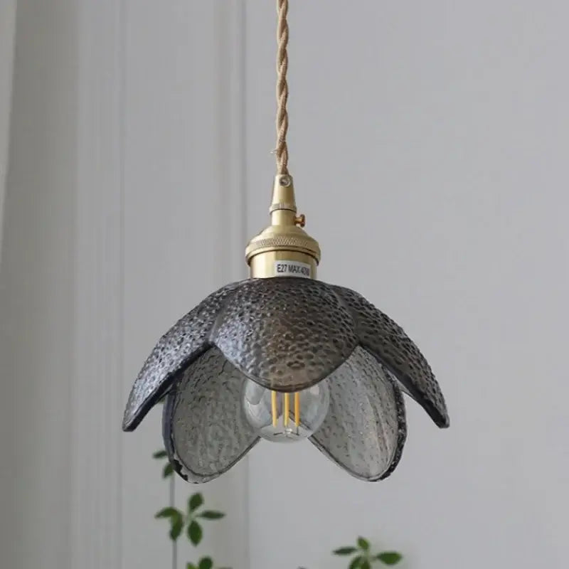Modern petal clear glass led pendant lamp dining room brass hardware