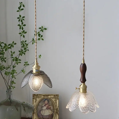 Modern petal clear glass led pendant lamp dining room brass hardware