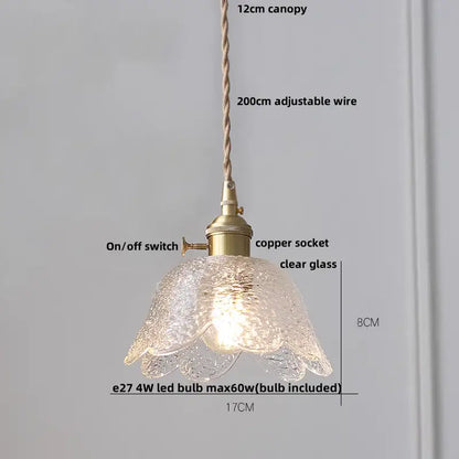 Modern petal clear glass led pendant lamp dining room brass hardware