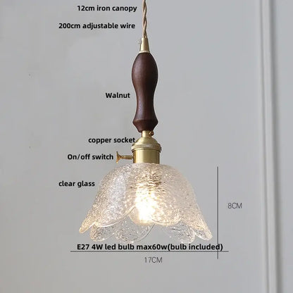 Modern petal clear glass led pendant lamp dining room brass hardware