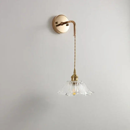 Modern petal clear glass led wall light bedroom brass sconce