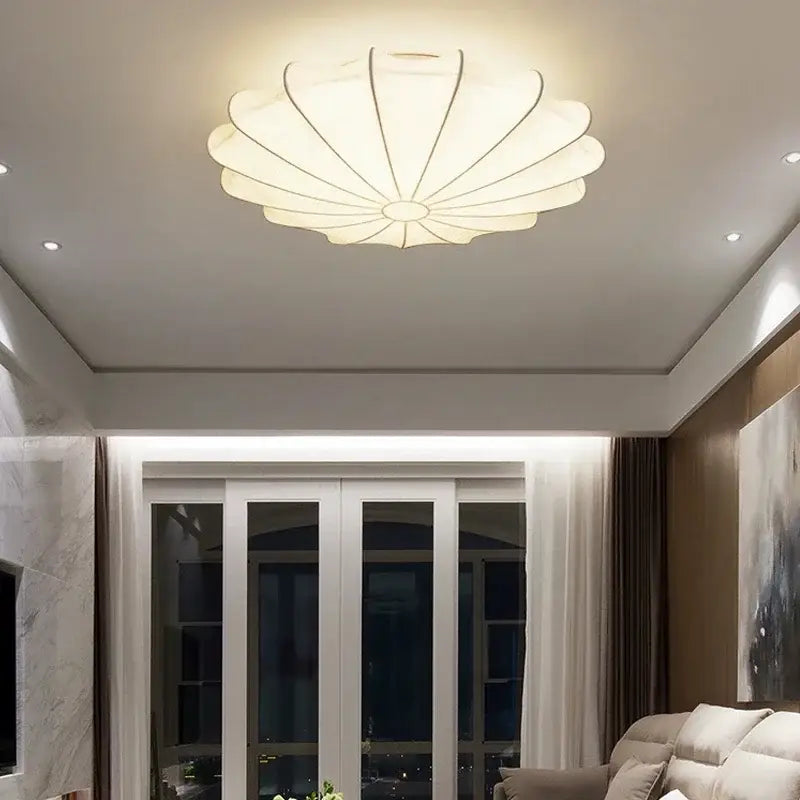Modern petal cream silk led ceiling lamp for living room