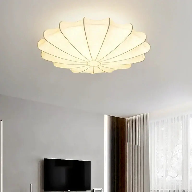 Modern petal cream silk led ceiling lamp for living room