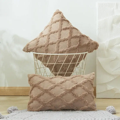 Modern pink & beige diamond embroidery cushion cover living room