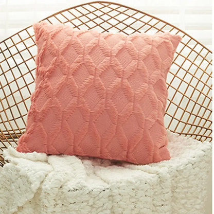 Modern pink & beige diamond embroidery cushion cover living room