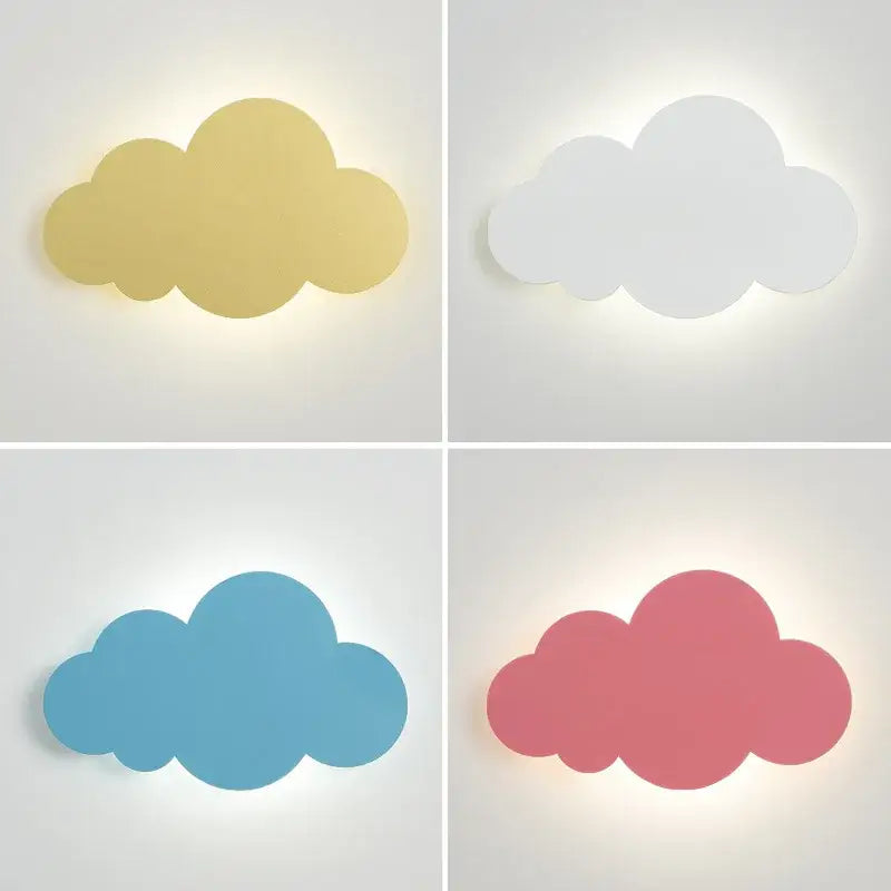 Modern pink blue & yellow cloud wall light bedroom led decor