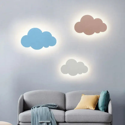 Modern pink blue & yellow cloud wall light bedroom led decor
