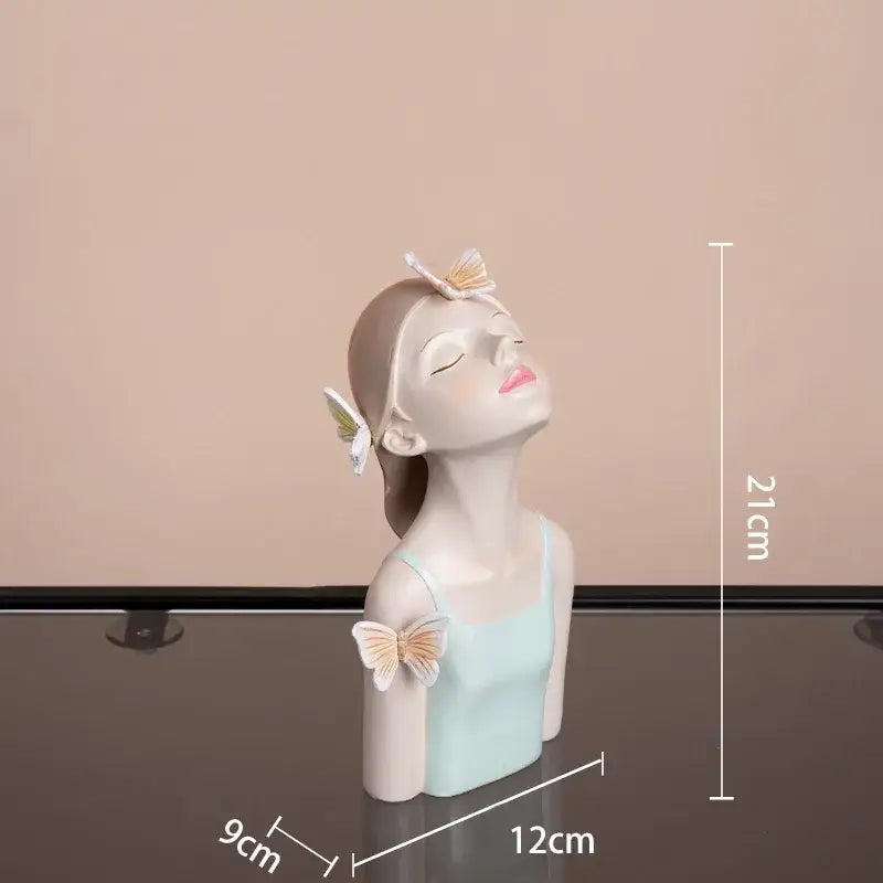 Modern pink butterfly girl sculpture living room resin flower vase