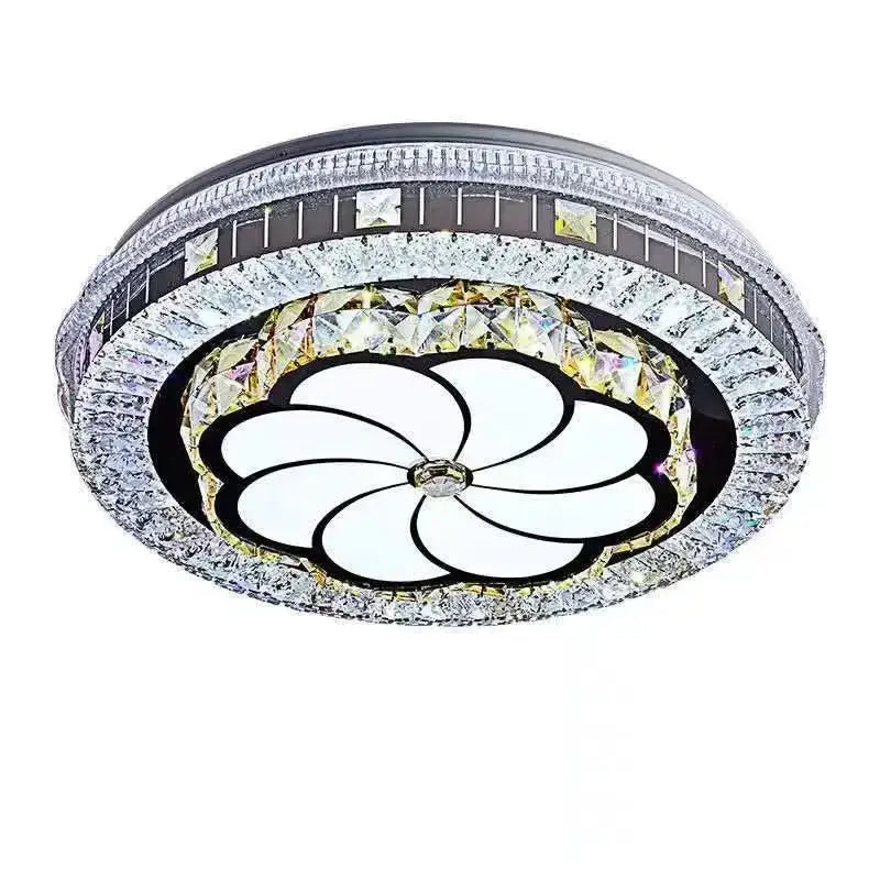 Modern pink & clear crystal led ceiling lamp bedroom ring light