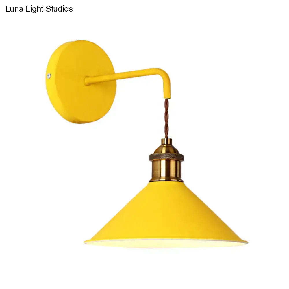 Modern pink conical metal wall sconce – hallway gray pink light