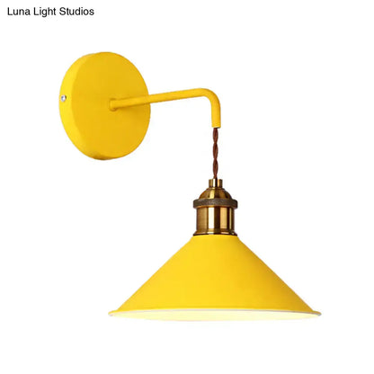 Modern pink conical metal wall sconce – hallway gray pink light