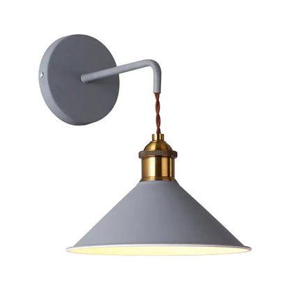 Modern pink conical metal wall sconce – hallway gray pink light