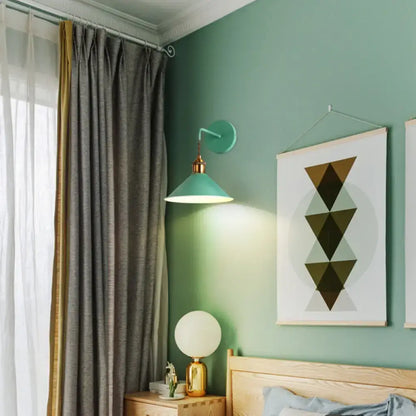 Modern pink conical metal wall sconce – hallway gray pink light