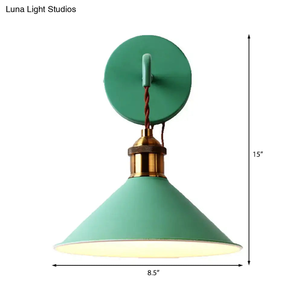 Modern pink conical metal wall sconce – hallway gray pink light