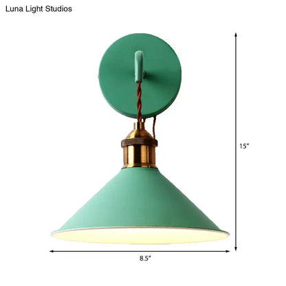 Modern pink conical metal wall sconce – hallway gray pink light