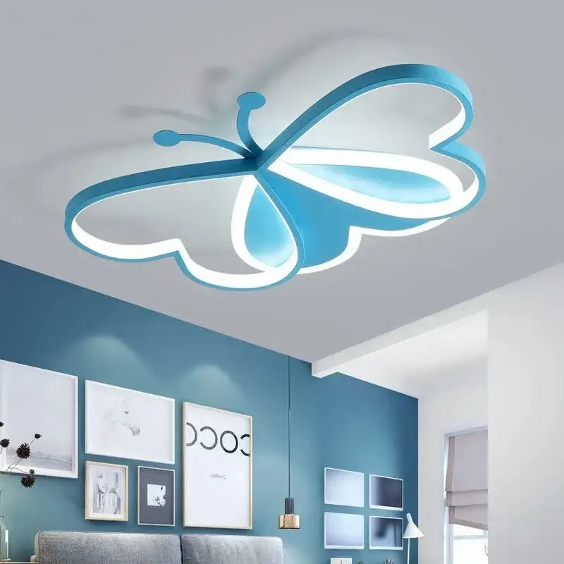 Modern pink butterfly led ceiling light for girls bedroom