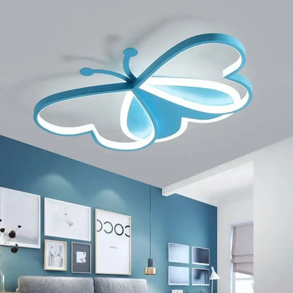 Modern pink butterfly led ceiling light for girls bedroom