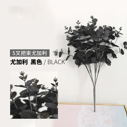 Modern pink eucalyptus flower arrangement living room glass vase