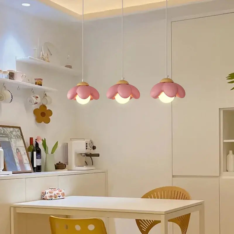 Modern pink flower pendant light for bedroom and living room