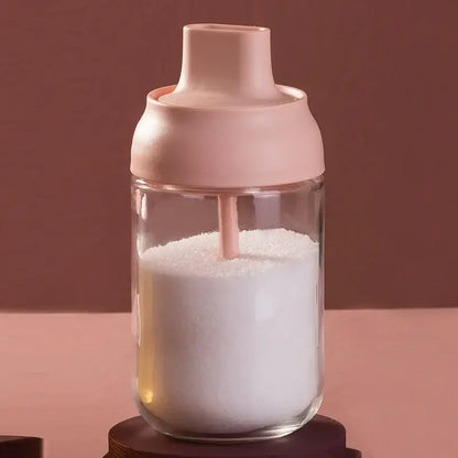 Modern pink glass seasoning bottle set kitchen storage with spoon