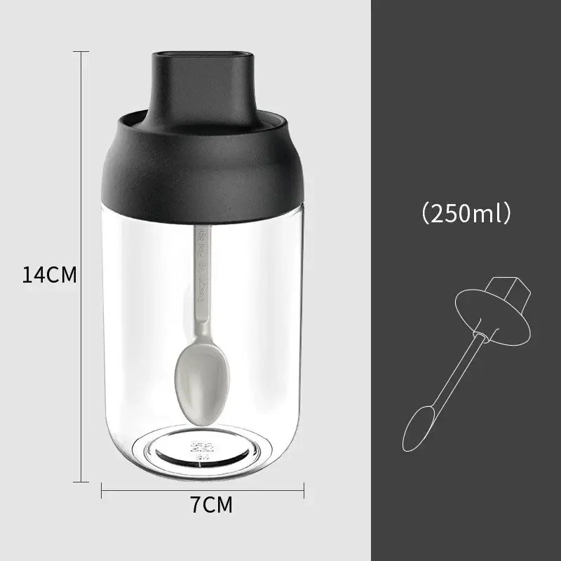 Modern pink glass seasoning bottle set kitchen storage with spoon