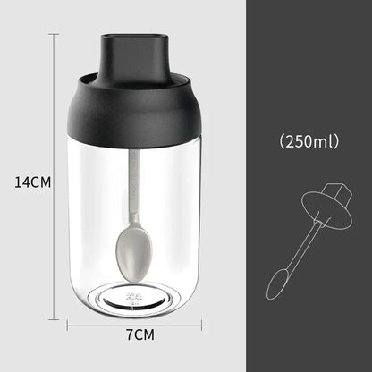 Modern pink glass seasoning bottle set kitchen storage with spoon
