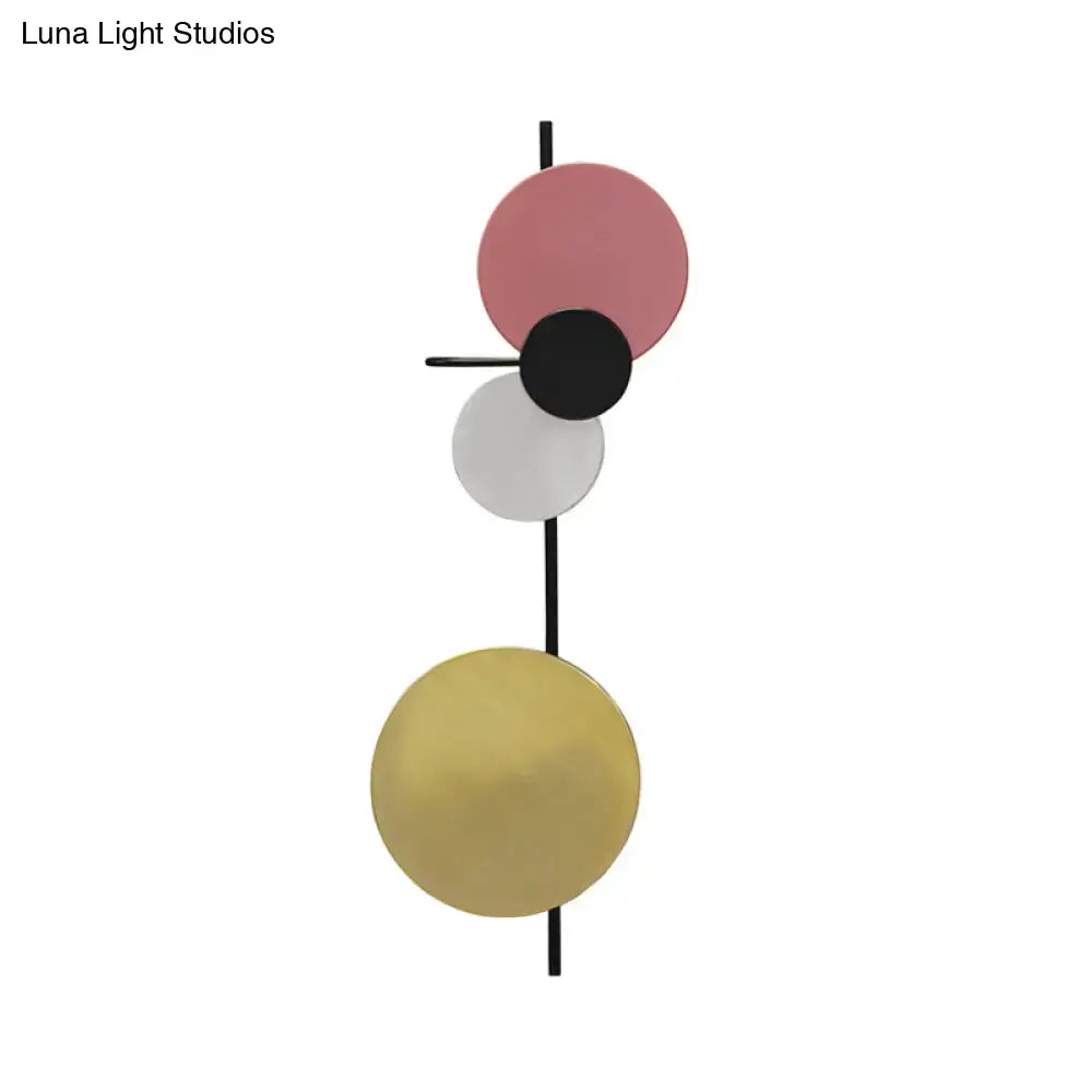 Modern pink & gold circular wall light bedroom white yellow led