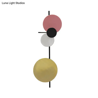 Modern pink & gold circular wall light bedroom white yellow led