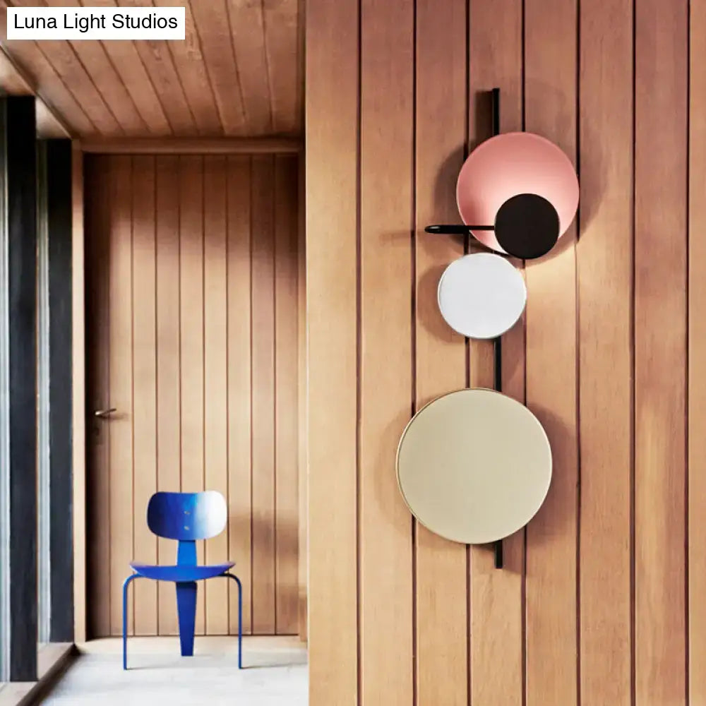Modern pink & gold circular wall light bedroom white yellow led
