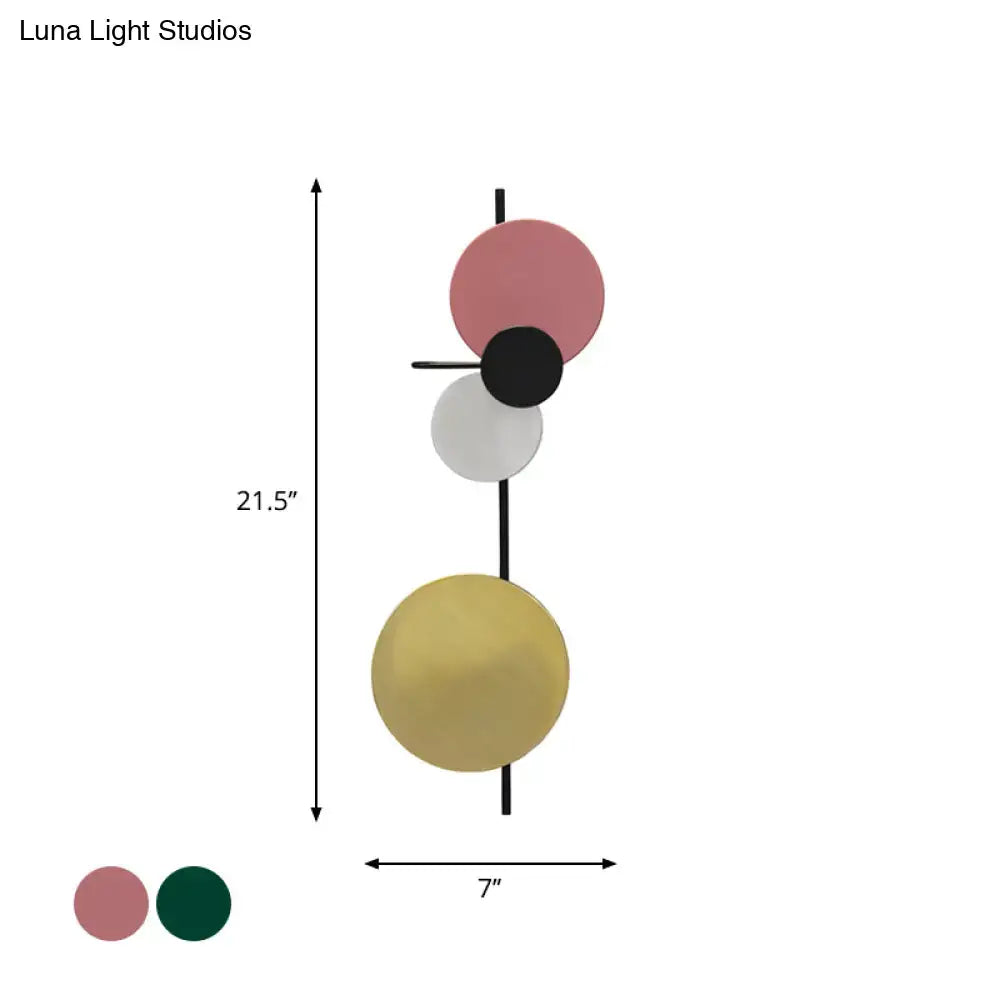 Modern pink & gold circular wall light bedroom white yellow led