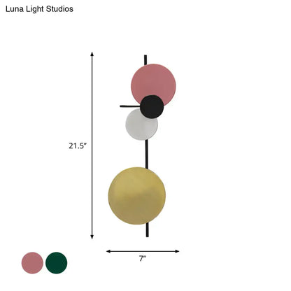Modern pink & gold circular wall light bedroom white yellow led