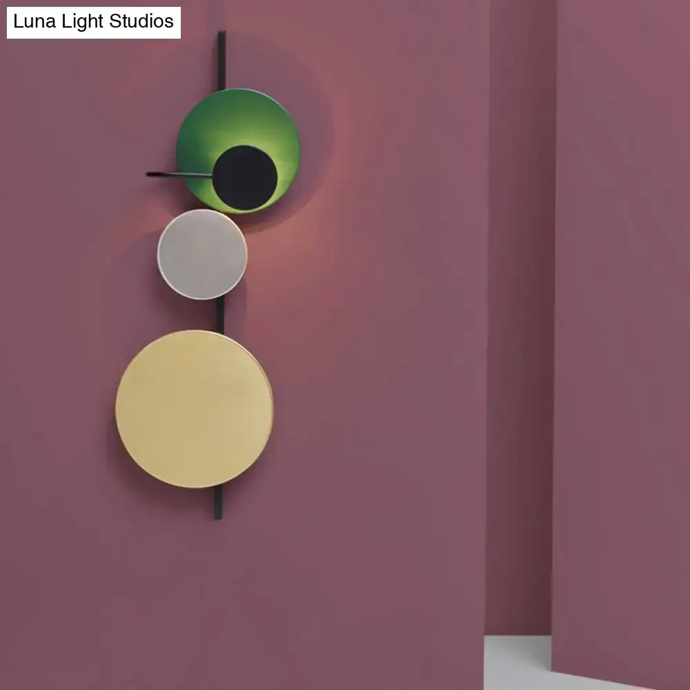 Modern pink & gold circular wall light bedroom white yellow led