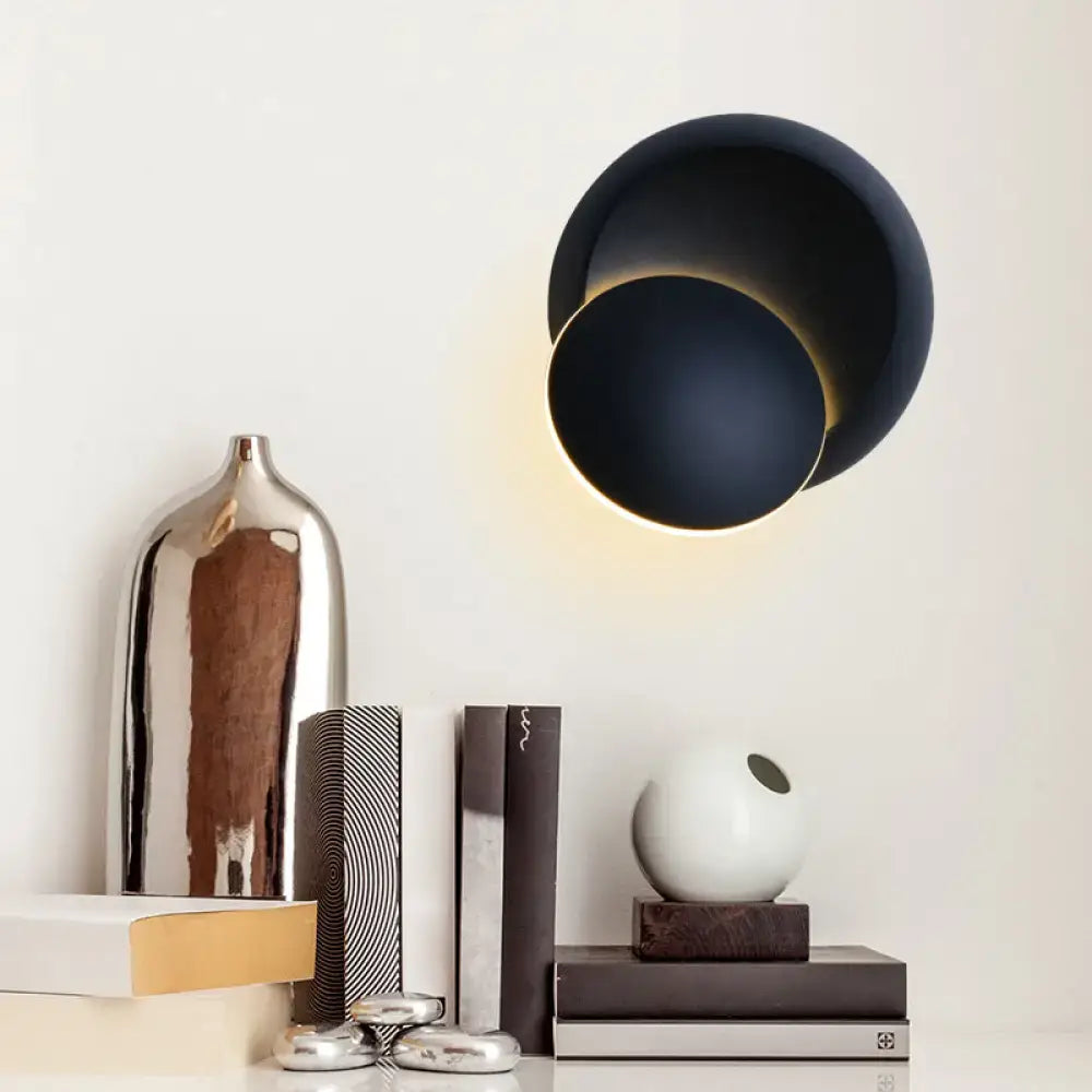 Modern pink & gold circular wall light bedroom white yellow led