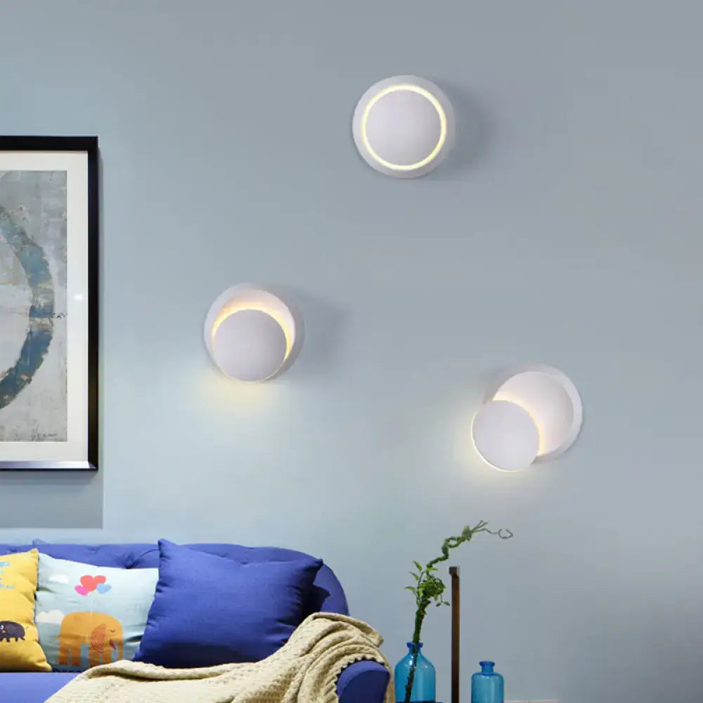 Modern pink & gold circular wall light bedroom white yellow led