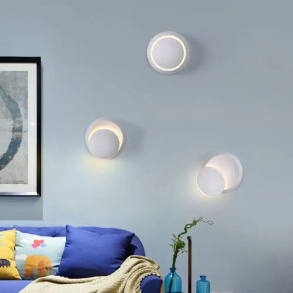 Modern pink & gold circular wall light bedroom white yellow led