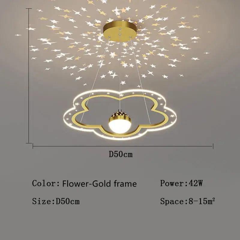 Modern pink & gold cloud flower led chandelier for bedroom