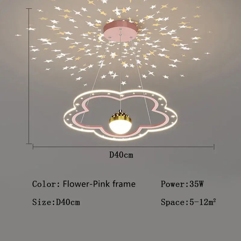 Modern pink & gold cloud flower led chandelier for bedroom
