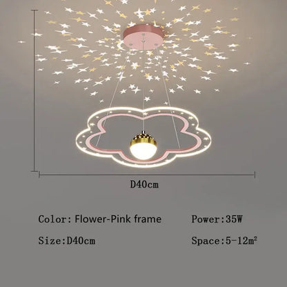 Modern pink & gold cloud flower led chandelier for bedroom