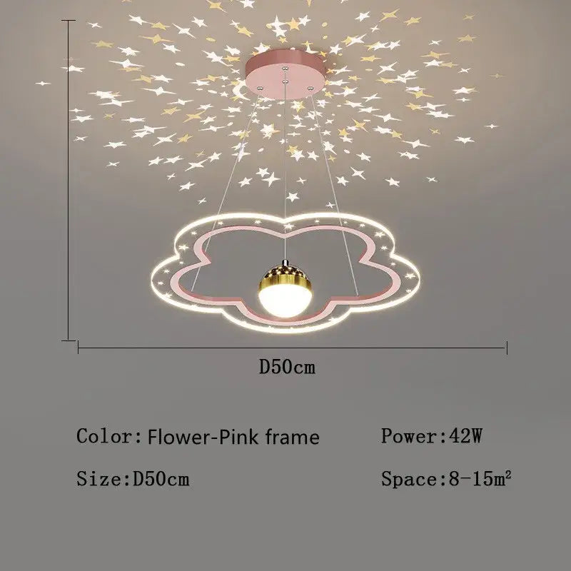 Modern pink & gold cloud flower led chandelier for bedroom