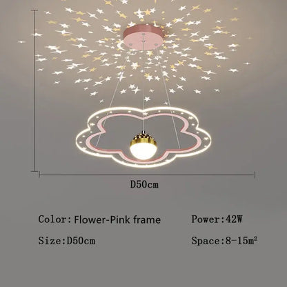 Modern pink & gold cloud flower led chandelier for bedroom