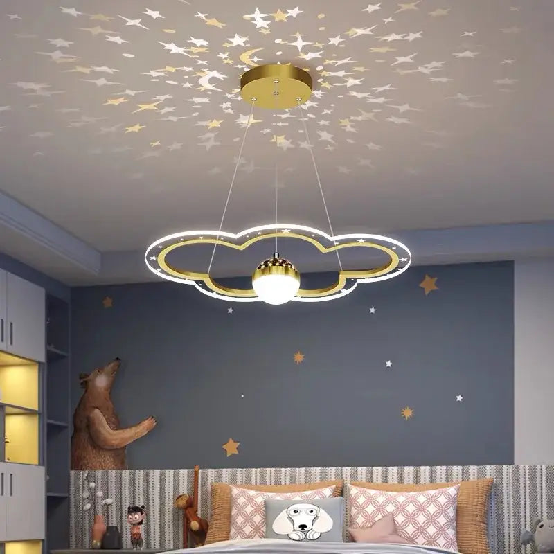 Modern pink & gold cloud flower led chandelier for bedroom