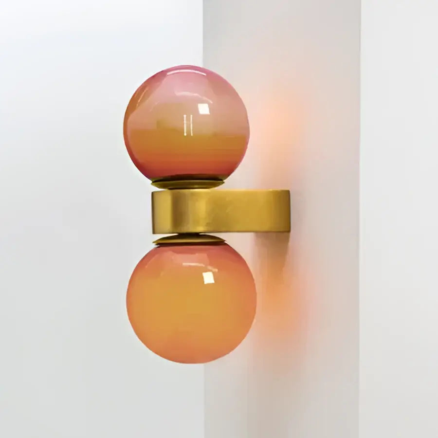 Modern pink & orange glass ball led wall lamp bedroom sconce