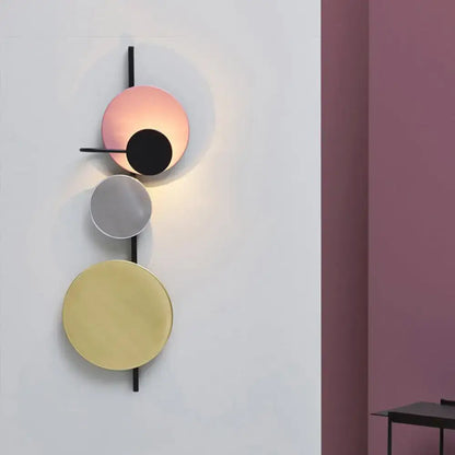 Modern pink silver & gold circular wall mount light living room