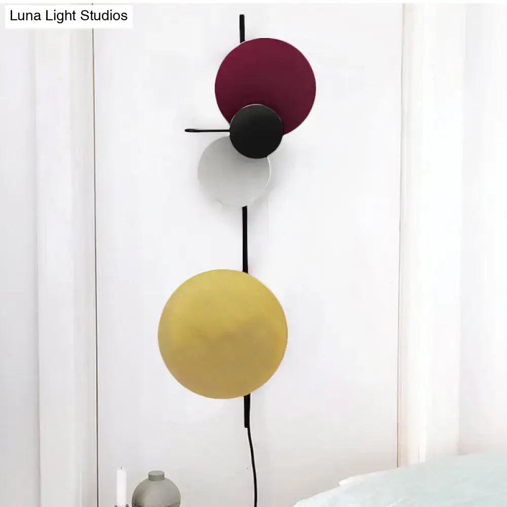 Modern pink silver & gold circular wall mount light living room