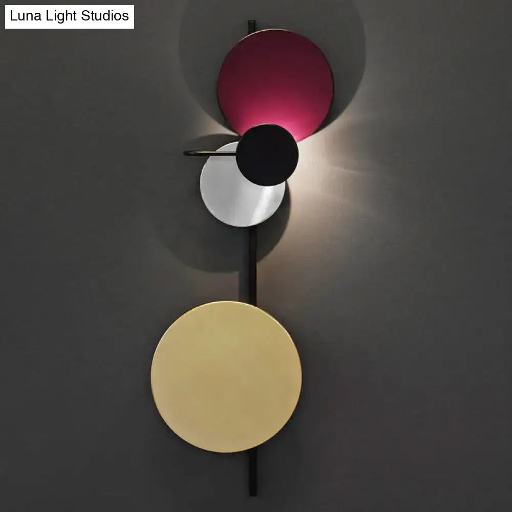Modern pink silver & gold circular wall mount light living room