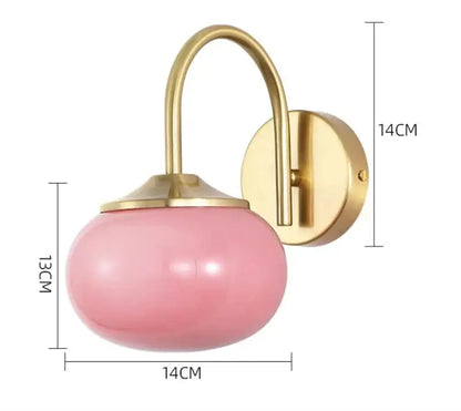 Modern pink & white glass ball wall lamp living room lighting